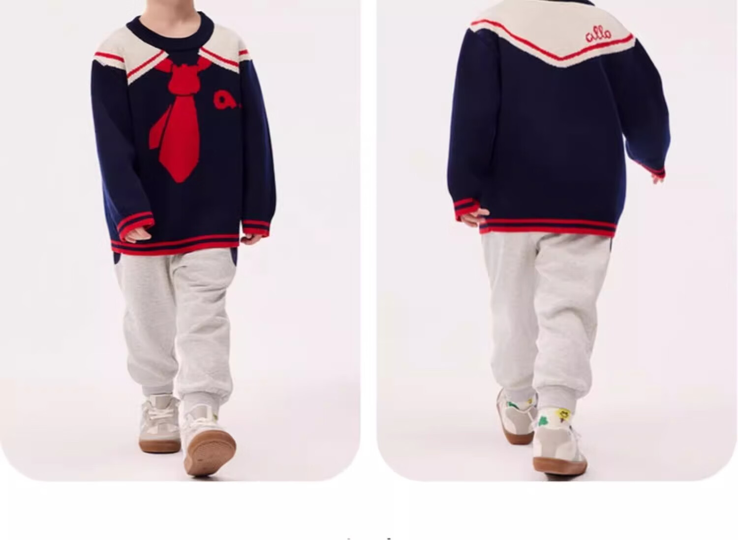 Allo&lugh New Knit Pullover Sweater Jacket for Men Boys Knitwear College Style Navy Blue Size 105 15