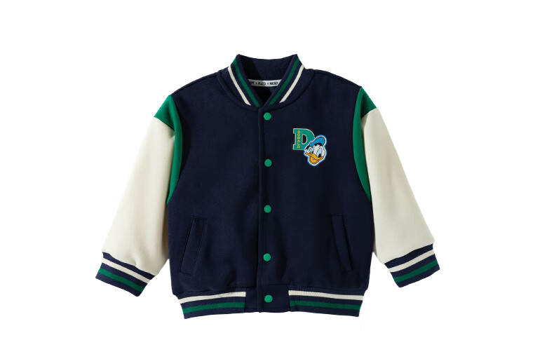 Disney Kids Winter Boys' College Style Durable Fleece-Lined Warm Baseball Jacket Coat Navy Blue Size 90 5