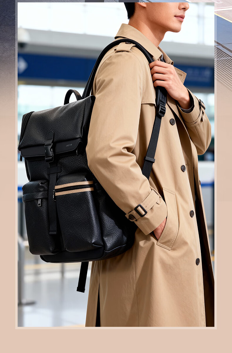 Bopai First Layer Cowhide Business Backpack for Men 16-inch Laptop Bag Travel School Bag Holiday Gift for Husband 6