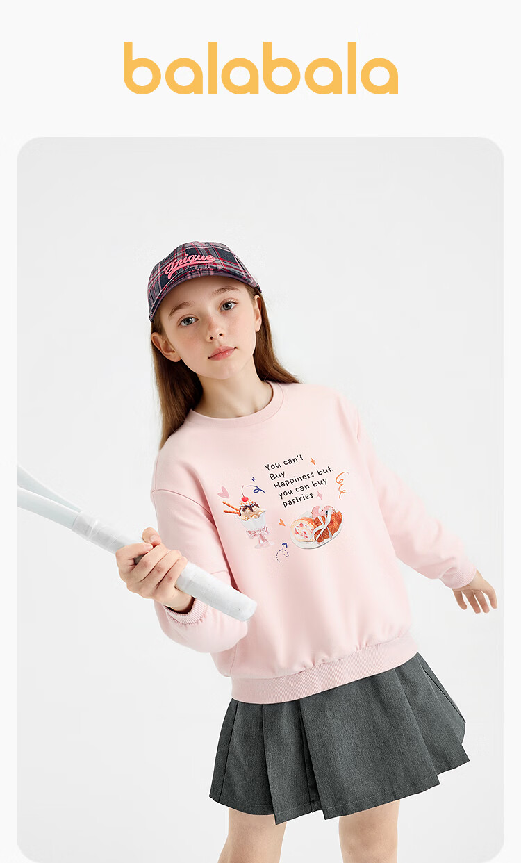 Balabala [balaOne] Kids Long Sleeve Sweatshirt Girls 2026 Spring Base Shirt Trendy 1