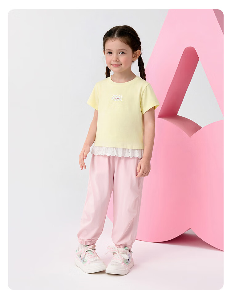 Balabala [balaOne] Kids Short Sleeve T-Shirt Girls 2026 Summer Simple and Exquisite Top 13