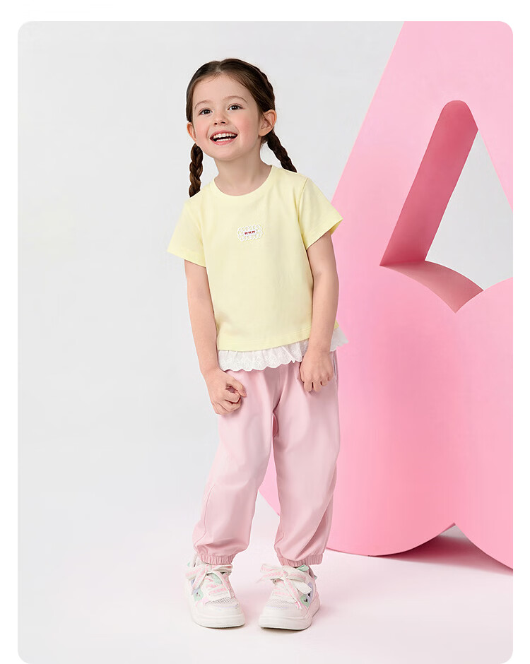 Balabala [balaOne] Kids Short Sleeve T-Shirt Girls 2026 Summer Simple and Exquisite Top 14