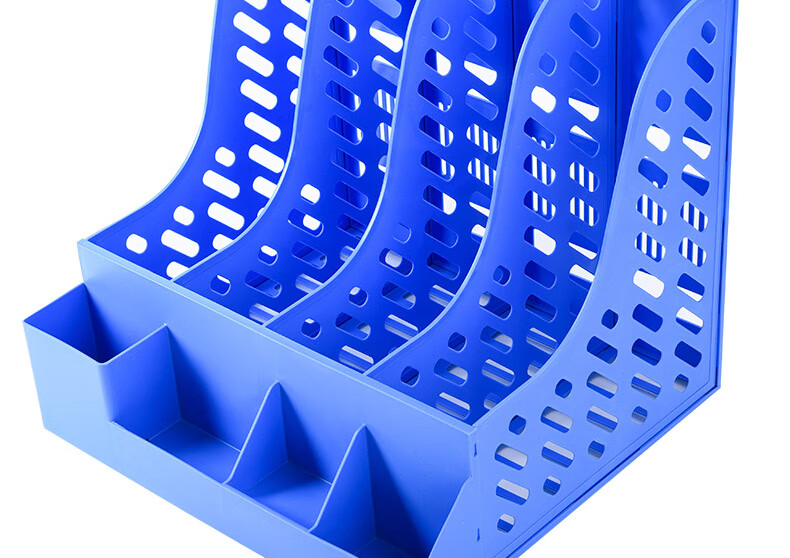 DiLe Premium Series Office Assistant File Tray/document Holder/file Rack/document Organizer/folder Four-Compartment File Basket Low Model with Pen Holder, 1855 Blue 6