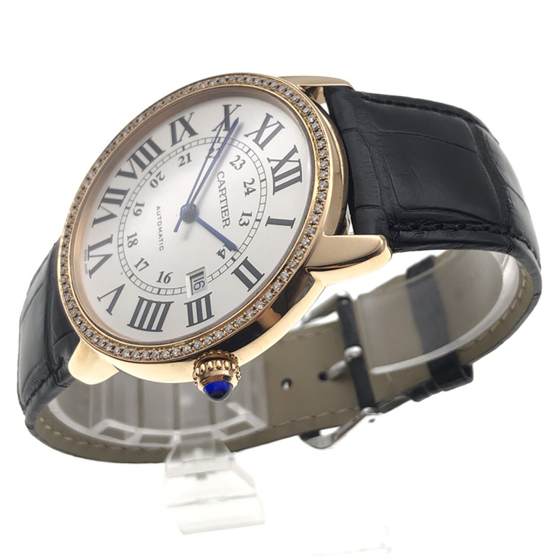 【二手95新】卡地亚cartier皮带男表w6701009自动机械后镶钻日历白面