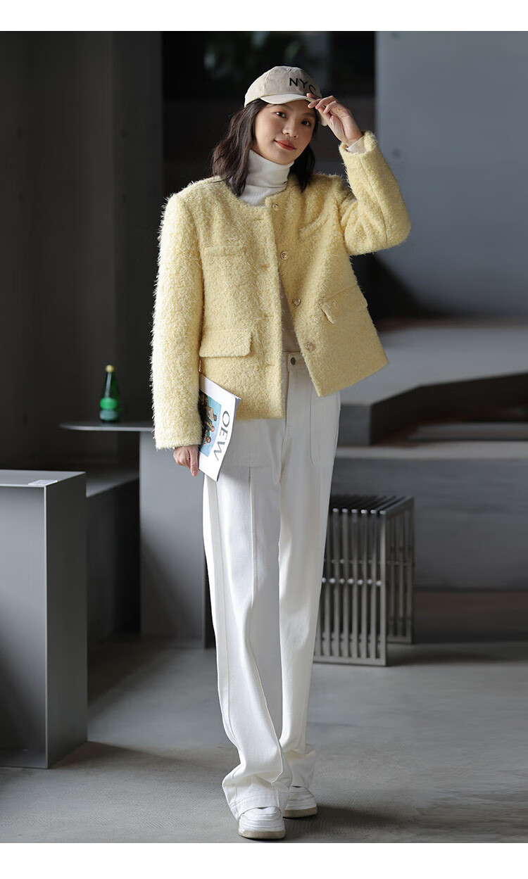 Dme Old Money Style Wide-Leg Spring Casual High-Waisted Slimming Straight-Leg Jeans for Women, Off-White, Size L 14