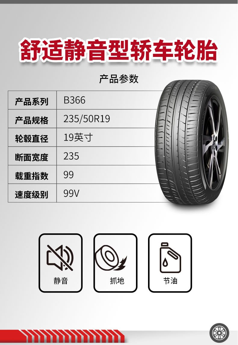 宝柏baobo汽车轮胎23550r1999vb366适用于大众途观探岳领克01观致静音
