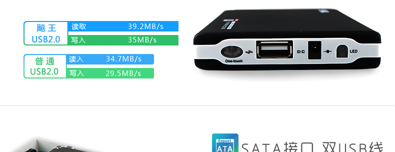 SSK飚王 SHE037 移动硬盘盒USB2.0 sata串口笔记硬盘盒2.5寸9.5mm