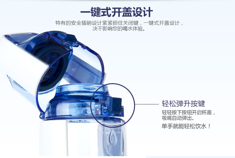 美国KorOne酷水运动塑料水杯黛爱酷水情侣钢铁侠水杯运动水壶户外 大容量500ml 蓝色HBK-DEA001