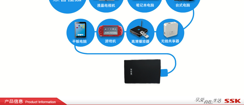 SSK飚王 HE-G303天启移动硬盘盒USB3.0 2.5寸 sata串口 9.5mm