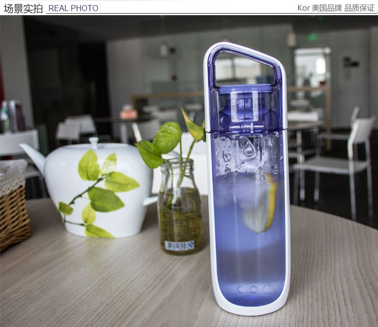 美国KorOne酷水运动塑料水杯黛爱酷水情侣钢铁侠水杯运动水壶户外 大容量500ml 蓝色HBK-DEA001
