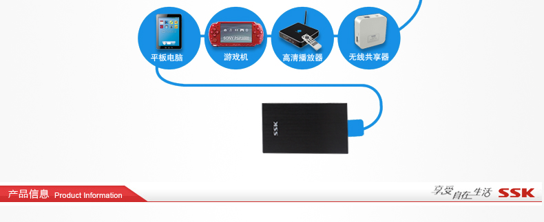 SSK飚王 HE-G300 天火移动硬盘盒 USB3.0 2.5寸 支持sata串口硬盘