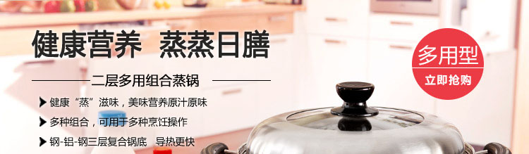 兴财 复底蒸锅 28cm二层多用不锈钢蒸锅 OY028