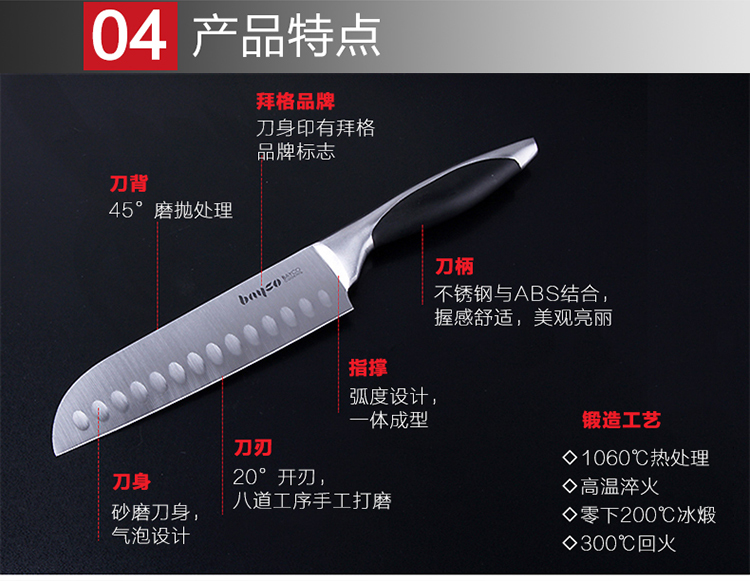 拜格BAYCO刀具套装 玉墨不锈钢厨房刀具七件套刀BD2236