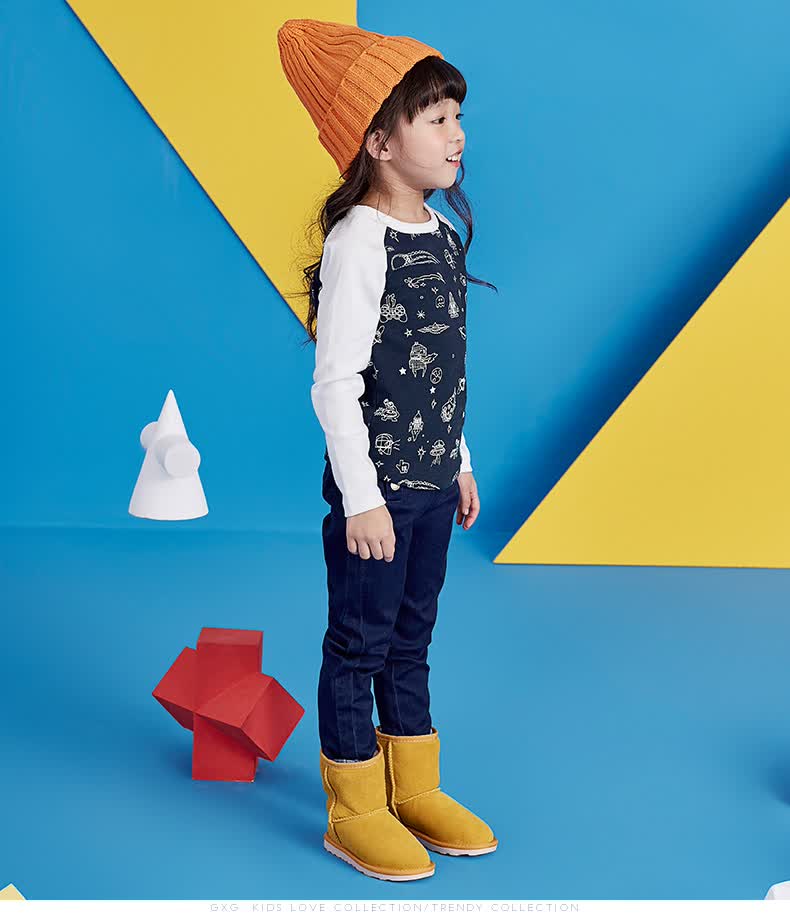 kids品牌童装女童t恤儿童保暖打底棉质长袖t恤童装上衣新款秋冬h
