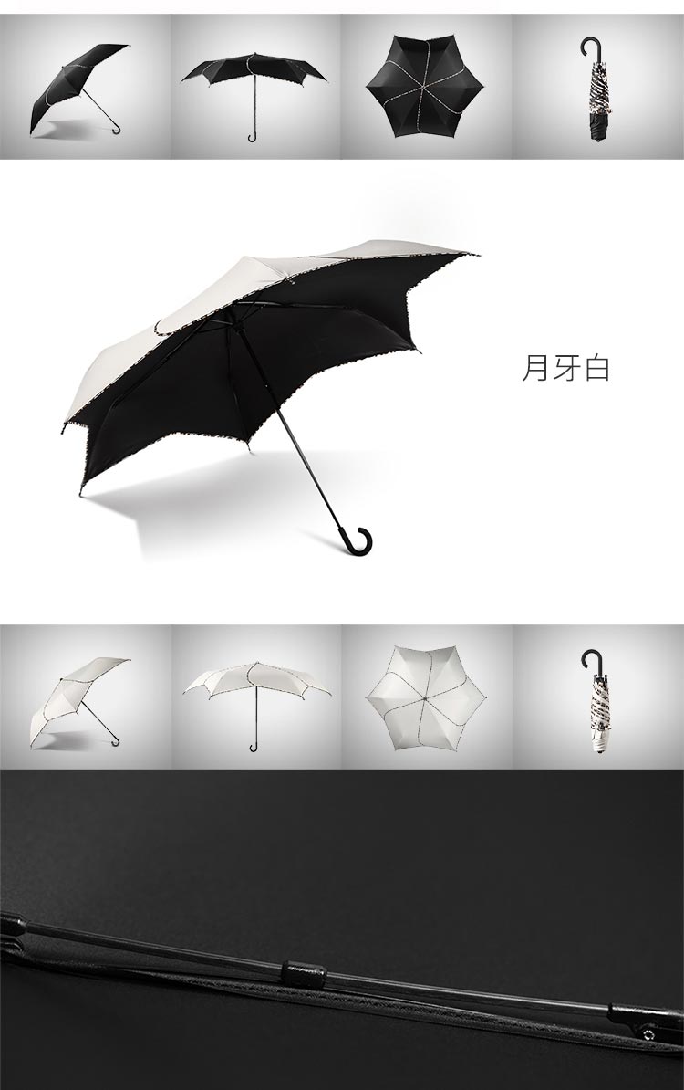 蕉下（BANANA UMBRELLA）花瓣三折伞 创意防紫外线太阳伞防晒折叠伞 月牙白