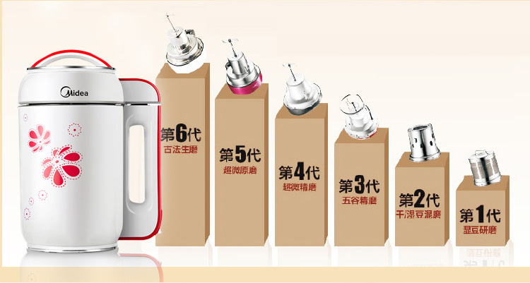 美的（Midea）豆浆机多功能石磨免滤豆浆WHC12X23 