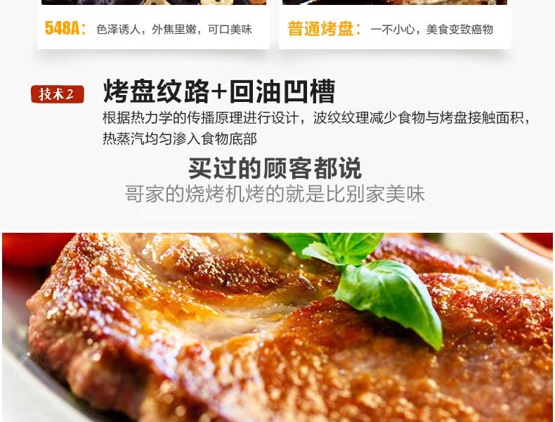 
                                        
                                        亨博（hengbo）电烧烤炉 家用电烤炉 无烟不沾烤盘烤网上煎下烤铁板烧 SC-548A                