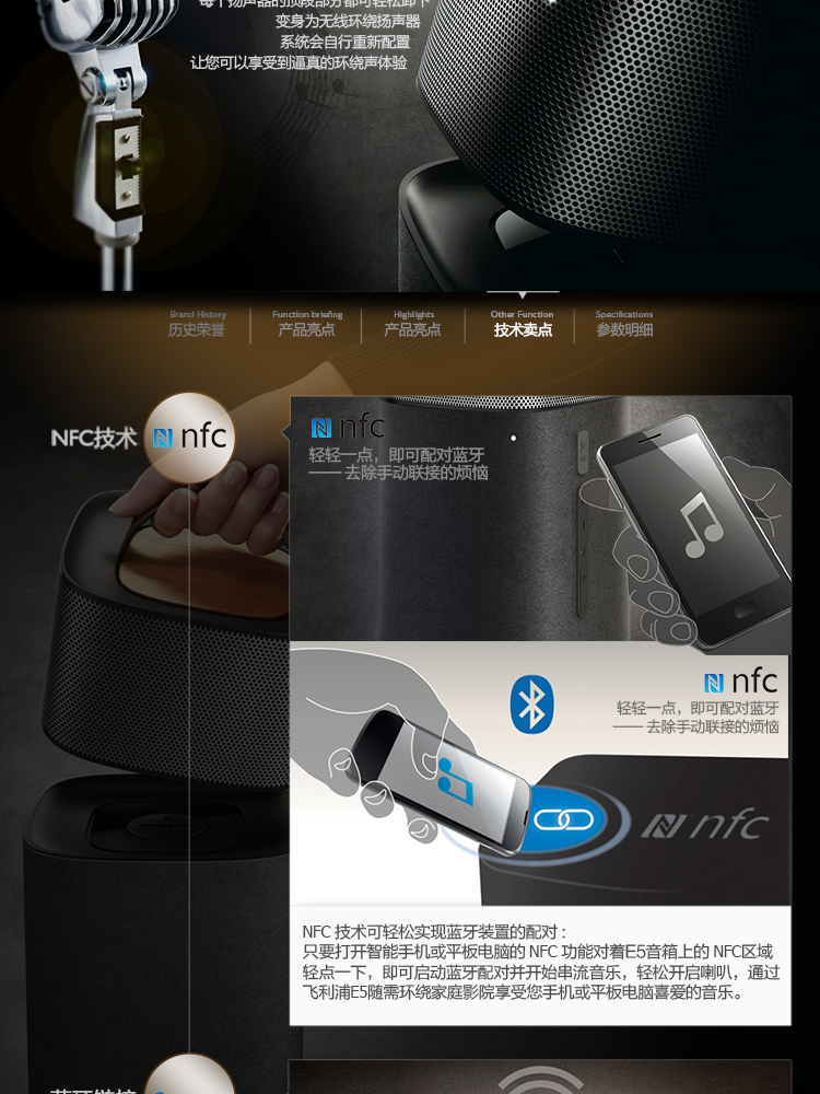 
                                        飞利浦（PHILIPS）E5 音响 音箱 家庭影院 无线蓝牙 Fidelio旗舰                