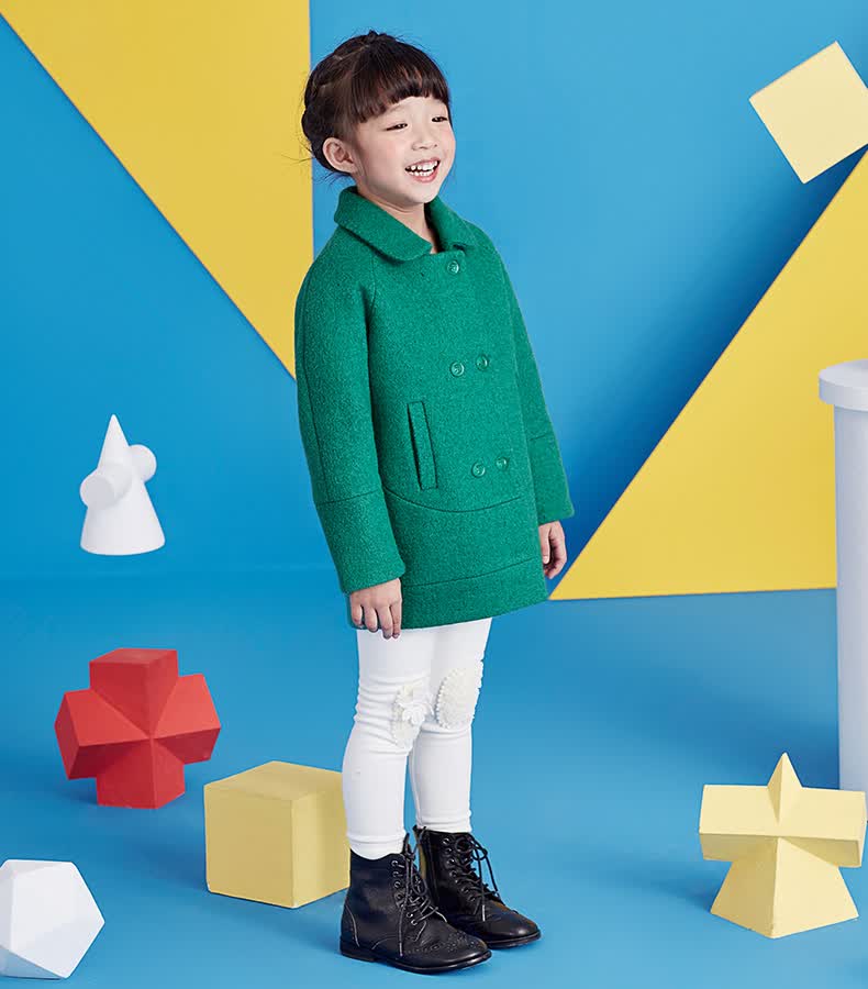 kids品牌童装女童大衣儿童保暖多色中长款加厚大衣外套童装上衣秋冬f