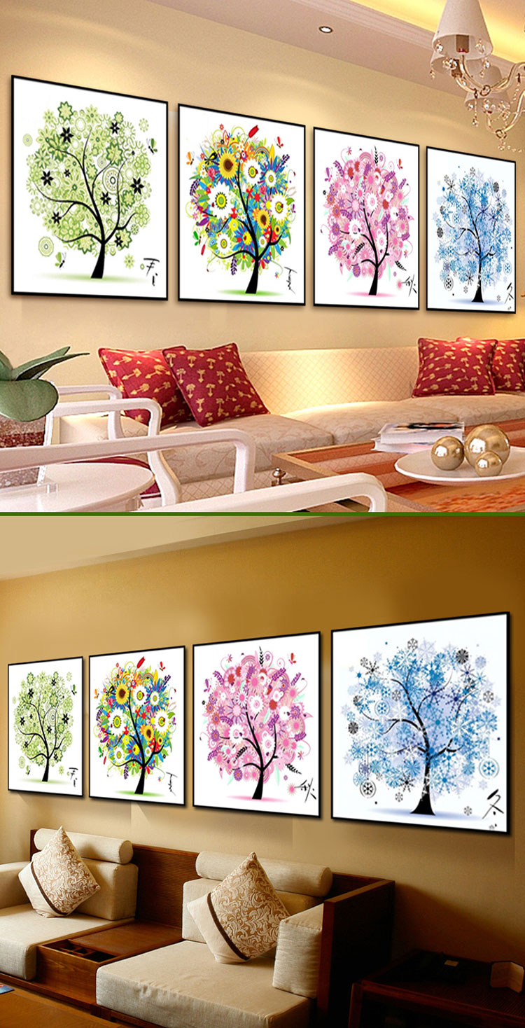 山文(saven)四季发财树十字绣春夏秋冬十字绣客厅新款系列5d钻石画四