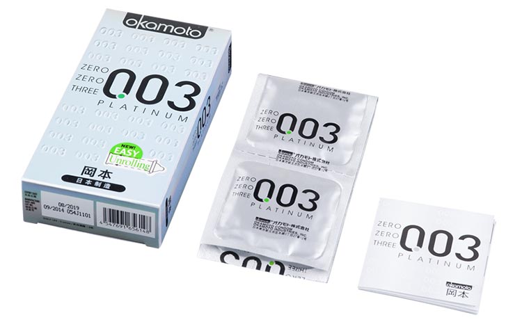 冈本(okamoto)避孕套003白金6片装 超薄安全套 原装进口 新老包装随机