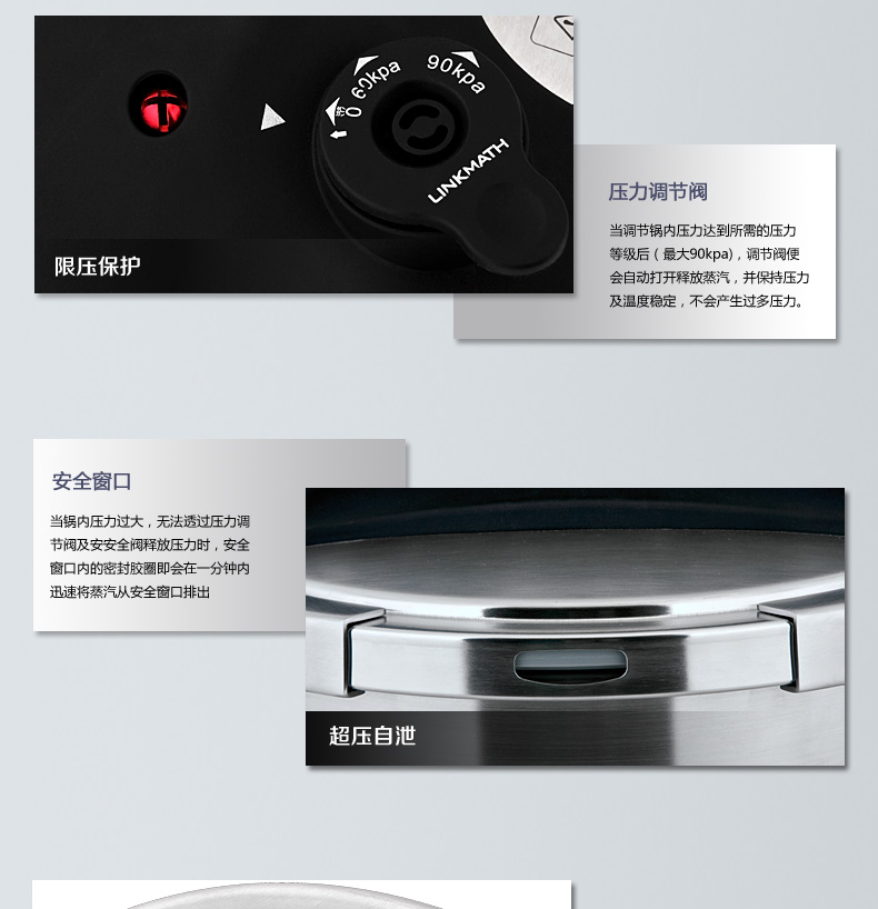 凌铭LINKMATH经典5.5L不锈钢压力锅高压锅电磁炉通用