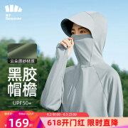 蕉下（beneunder）防晒衣女防晒服冰丝凉感透气UPF50+黑胶宽帽檐云朵原纱 远山灰M