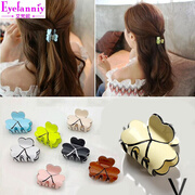 艾梵妮韩国发饰 简约气质四叶草盘发抓夹 少女公主头顶夹小号夹子鲨鱼夹 四叶草抓夹明黄