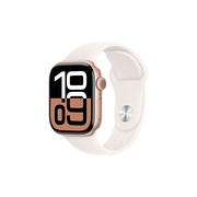 Apple/苹果 Watch Series 10 智能手表GPS款42毫米玫瑰金色铝金属表壳淡桃粉色运动型表带M/L MX1V3CH/B