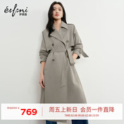 伊芙丽蒋欣代言【经典延续】薄荷曼波老钱风双排扣长款风衣外套女新款 珍珠灰 预售 L 135-145斤