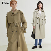 fano studios范洛Fano 经典廓形气质中长款英伦风2026春新款高级感风衣外套女 卡其色 XS （第二批）
