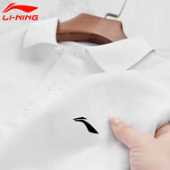 李宁polo衫男短袖春夏季新款冰丝速干t恤男宽松透气翻领休闲运动上衣 白(纽扣黑白随机发)100%棉 XL /180