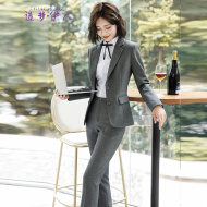 造梦伊人小西装女职业套装女士工作服正装修身显瘦小西服外套OL商务面试新款 灰色西装+裤子 L （建议100-108斤以内）