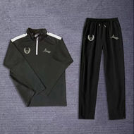 沃兰迪Volanti沃兰迪运动套装男速干跑步健身立领半拉链训练服长袖长裤 单杠长袖黑+拉链长裤-俄+沃反光 L【160-165cm，100-115斤】