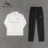沃兰迪Volanti沃兰迪运动套装男速干跑步健身立领半拉链训练服长袖长裤 拉链长袖白色+拉链长裤【WLD彩标】 M【155-160cm，80-100斤】