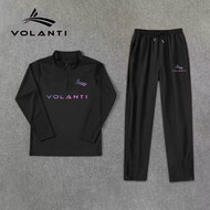 沃兰迪Volanti沃兰迪运动套装男速干跑步健身立领半拉链训练服长袖长裤 拉链长袖黑色+拉链长裤【WLD彩标】 S【150-155cm ，70-85斤】