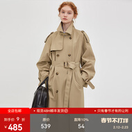 fano studios范洛Fano 复古经典廓形双排扣翻领风衣女2026系带气质中长款外套 卡其黄 XS
