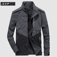 吉普JEEP 夹克男薄款外套男装男士立领茄克衫2021春秋男装上衣 JPL1550 灰色 3XL