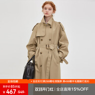 fano studios范洛Fano 复古经典廓形双排扣翻领风衣女2026系带气质中长款外套 卡其黄 L
