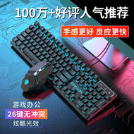 前行者GX 87/104键真机械手感游戏键盘鼠标套装有线静音薄膜键鼠台式电脑网吧笔记本办公背光USB外接外设 黑色-冰蓝光键盘【电竞2件套】
