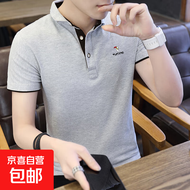 啄木鸟【含棉休闲】男士短袖t恤夏国内潮流半袖男士T恤男装polo衫 灰黑 XL （建议130-140斤）