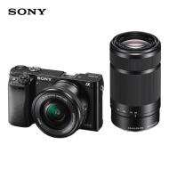 索尼（SONY） Alpha 6000 APS-C画幅微单数码相机 SELP1650+SEL55210双镜头套装 黑色（A6000/α6000）