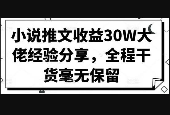 小说推文收益30W大佬经验分享，全程干货毫无保留-狗凯之家源码网-网站游戏源码-黑科技工具分享！