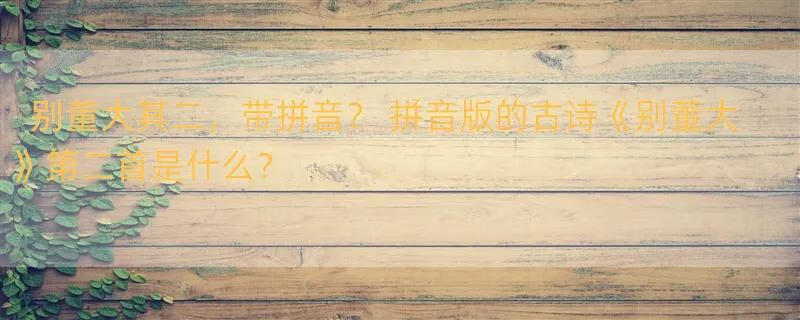 别董大其二，带拼音？ 拼音版的古诗《别董大》第二首是什么？