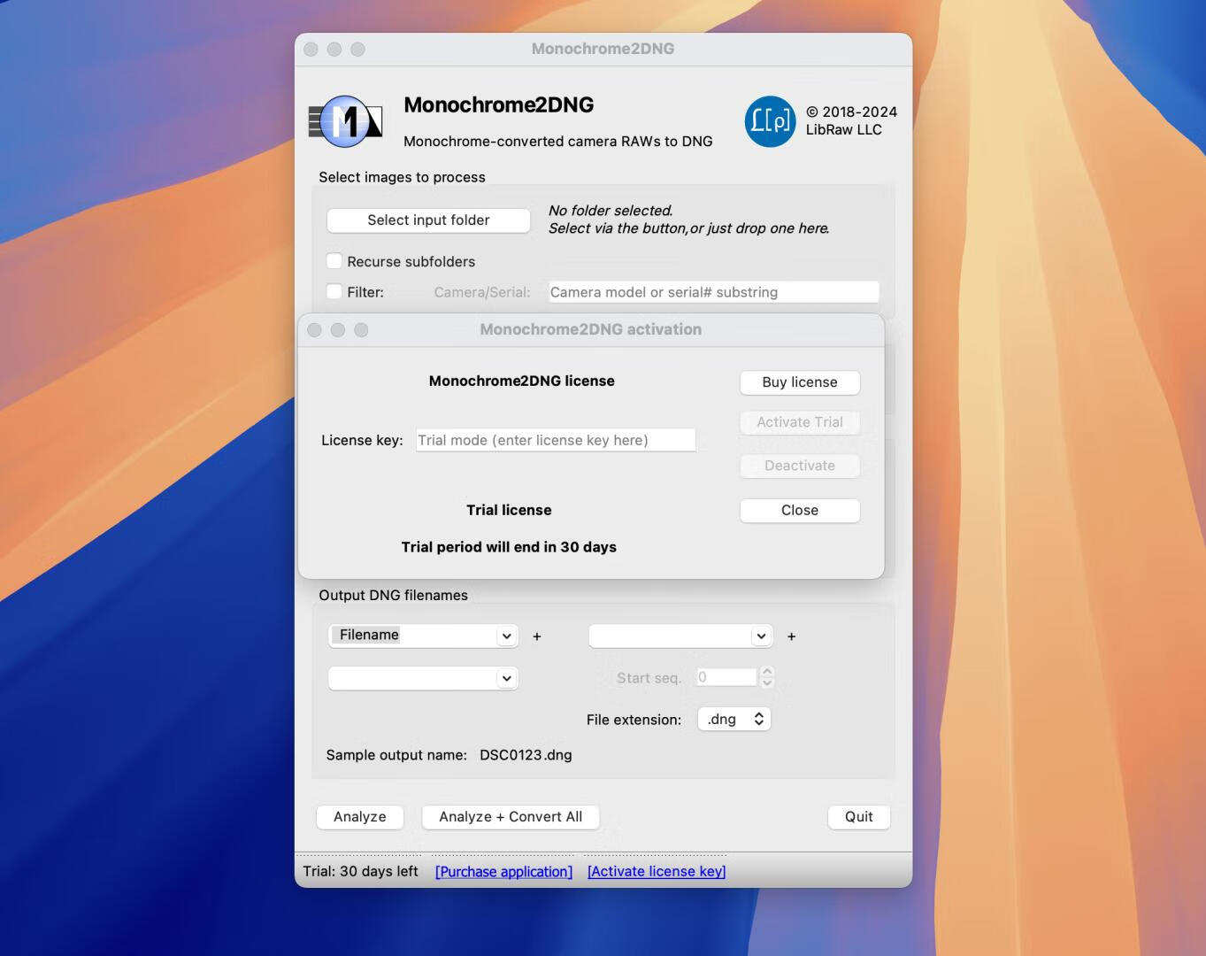 LibRaw Monochrome2DNG for Mac v1.7.0.72激活版 DNG格式转换器