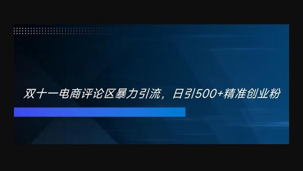 双十一电商评论区暴力引流，日引500+精准创业粉-狗凯之家源码网-网站游戏源码-黑科技工具分享！