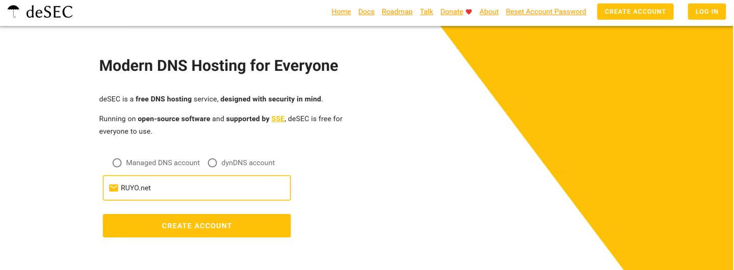 deSEC.io 免费子域名,支持A/CNAME/MX/NS等解析方式
