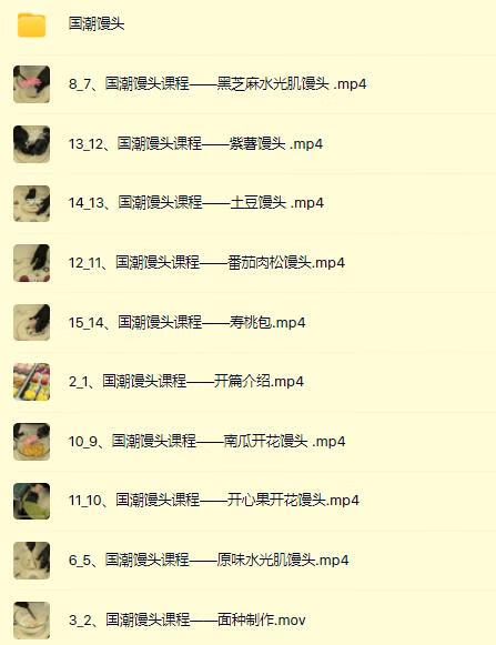 8款国潮中式馒头21款馅料技术配方教程花式馒头制作技术视频教程