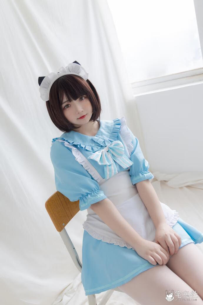 古川 cosplay作品047 蓝色小猫女仆 宅兔社.jpg