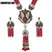 Sunspice ms Natural Stone Tassel Necklace Crystal Flower Drop Earrings Women Vintage Jewelry Set Antique Gold Luxury Party Gift